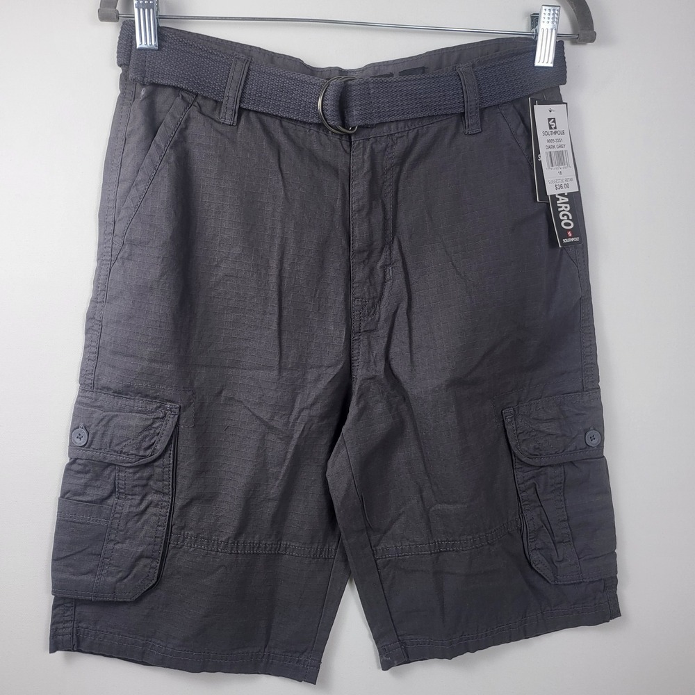 Southpole Cargo Shorts Boys Size 18 Gray Outdoor Utility Hiking Pockets New